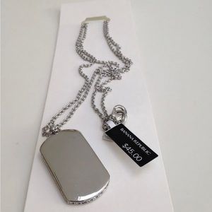 Banana Republic Dog silver dog tag pendant necklace NWT